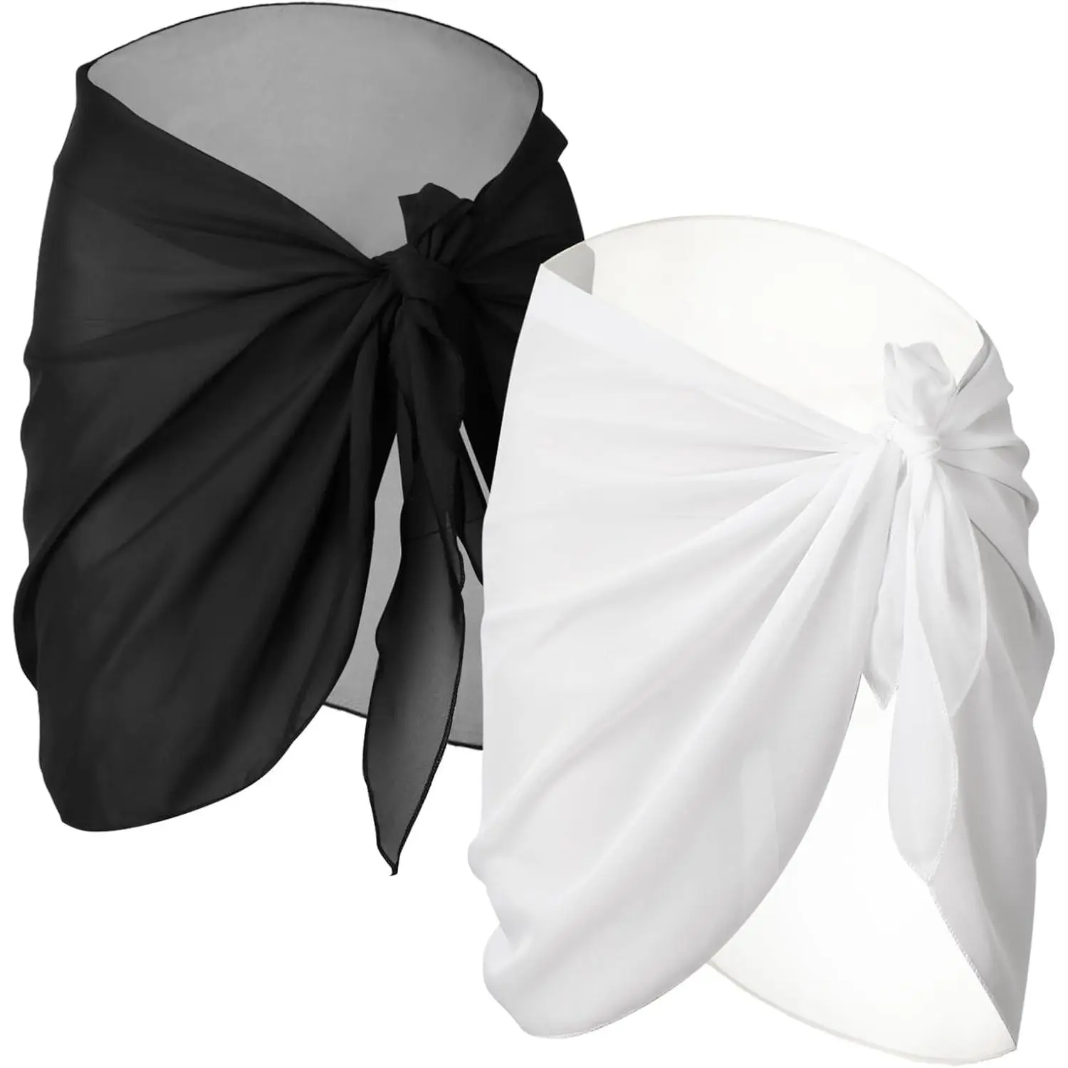 2 Pieces Sarong Coverups for Women Bathing Suit Wrap Swimsuit Skirt Beach Bikini Cover up Swimwear Chiffon bathing suit women