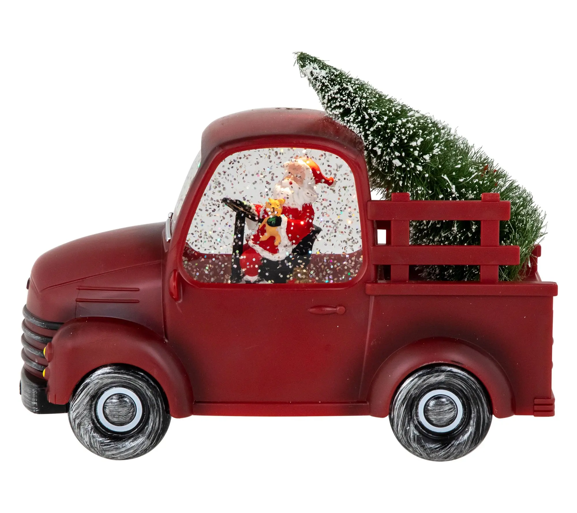 Northlight LED Santa in Red Truck Snow Globe 9"