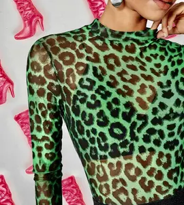 Green Leopard Mesh Top Green Leopard Mesh Top