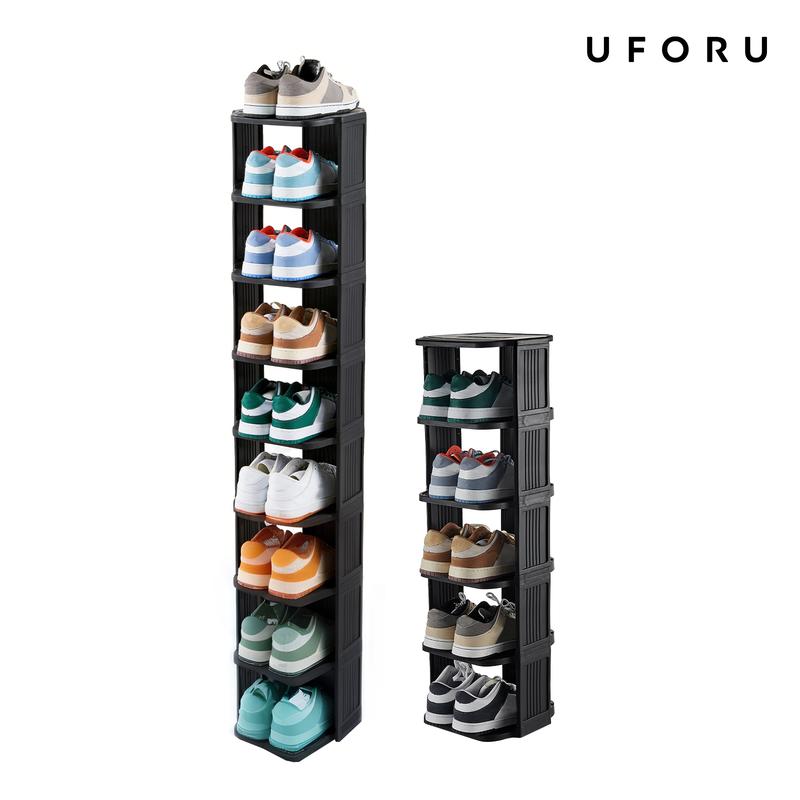 UFORU Plastic Vertical Shoe Rack Organizer - 6/9-Layer Adjustable Small Space Holder, Entryway Room Storage, Expanding Double Decker Apartment Accessories for Footwear, House Organizers