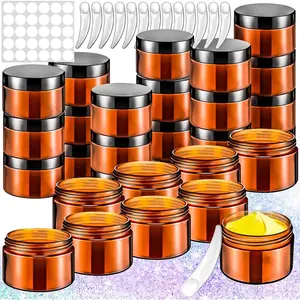 20 Pack 1oz  Plastic Jars, 30ml Empty Small Round  Jars Refillable Makeup Containers Leakproof Travel  Containers with Black Lids for Sample Cream Lotion  Ointment
