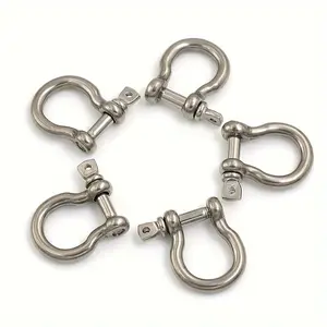 5pcs M4 Stainless Steel Bow Shackle with Screw Pin for Rigging, Rigging Rope, Tow Rope and More!