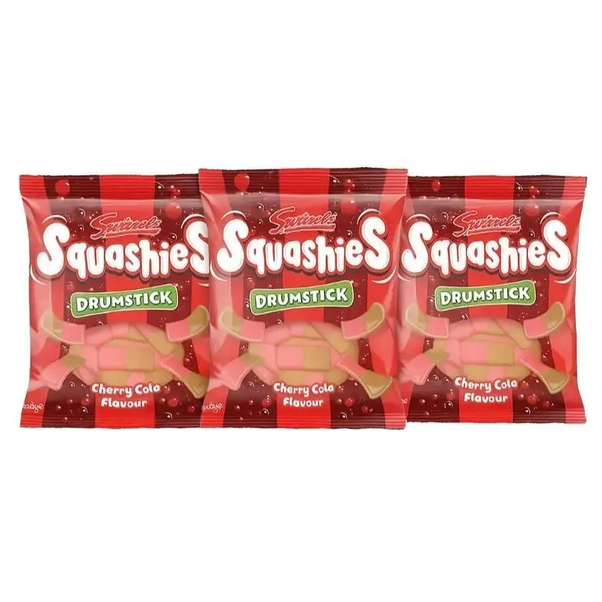 Swizzles Squashies Drumstick Candy - Cherry Cola Flavor 120g Snack Pack of 3 Imported from UK High-Quality Treats Cherry Col Flavor Included