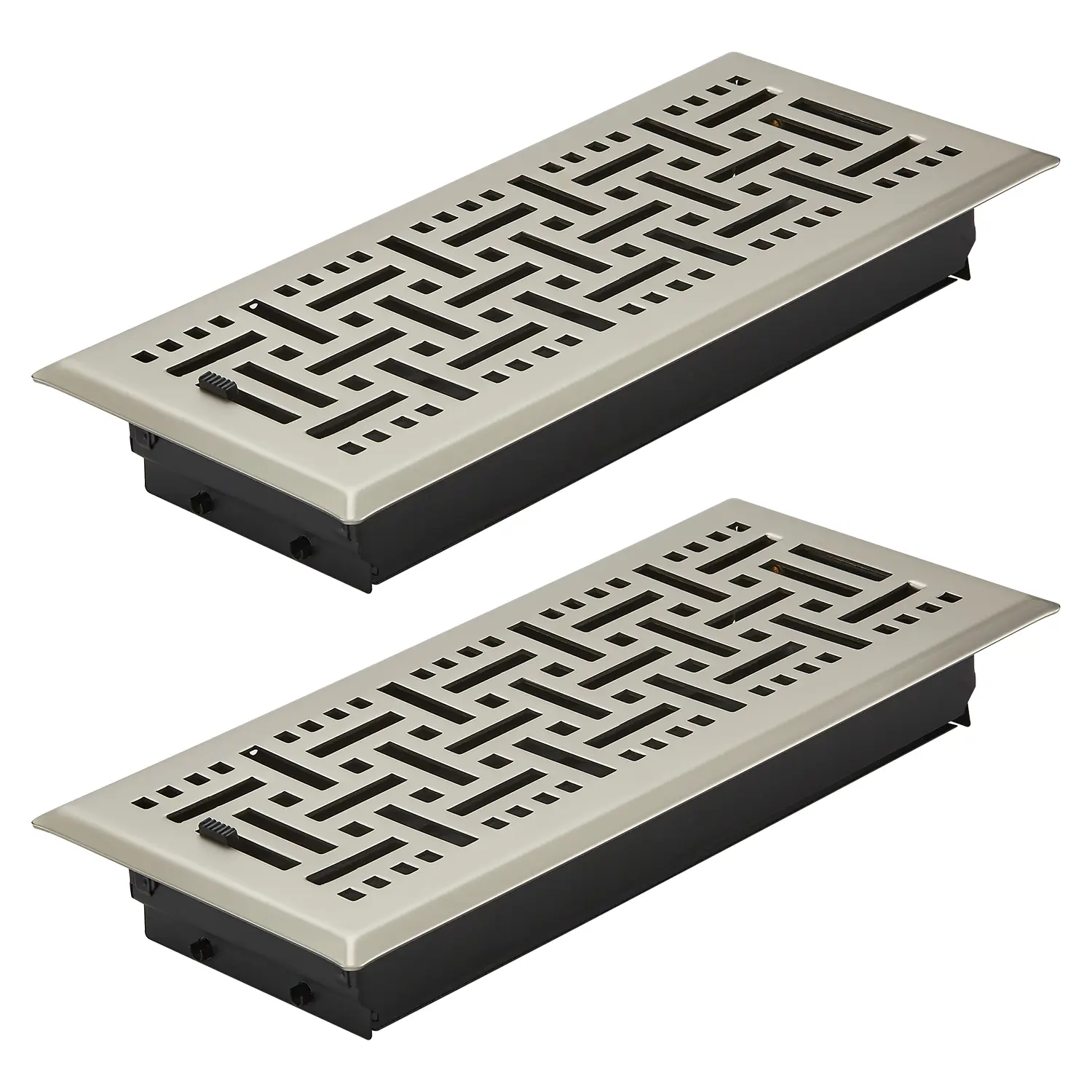 【Summerfinds】VEVOR 2-Pack 4x10 in All-Metal Floor Heat AC Vents, Heavy-Duty Walkable Iron Vent Grilles for HVAC, Corrosion-Resistant Nickel-Plated Air Vents with Adjustable Dampers, Deformation-Resistant, Elegant Design for Home Airflow