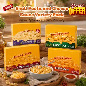 Shell Pasta and Cheese Sauce Variety Pack, Broccoli, Queso, Buffalo and Pizza Style Flavors, Easy Meal, 9.4–12 oz Boxes, Choose one of your favorite flavors