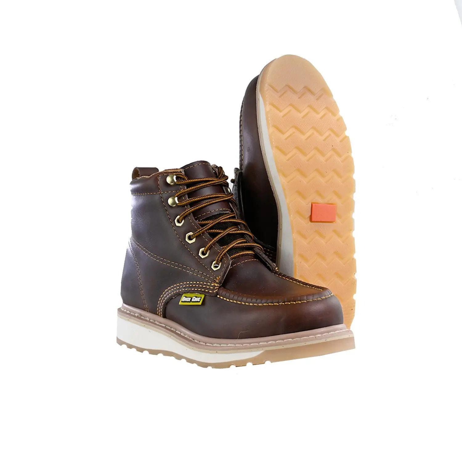 MEN'S WORK BOOTS SOFT TOE GENUINE LEATHER LACE UP MOC TOE