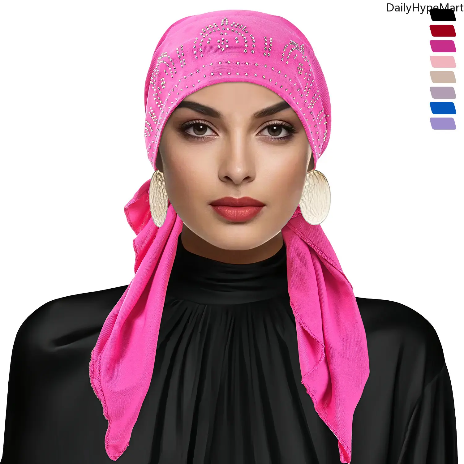 Women's Milk Silk Boho Shawl Wrap Head Scarf - Bling Rhinestone Embroidery, Double-Tail Design for Casual Daily Use, Sleeping, Casual Soft Scarf, Funky, Peppy, Romantic