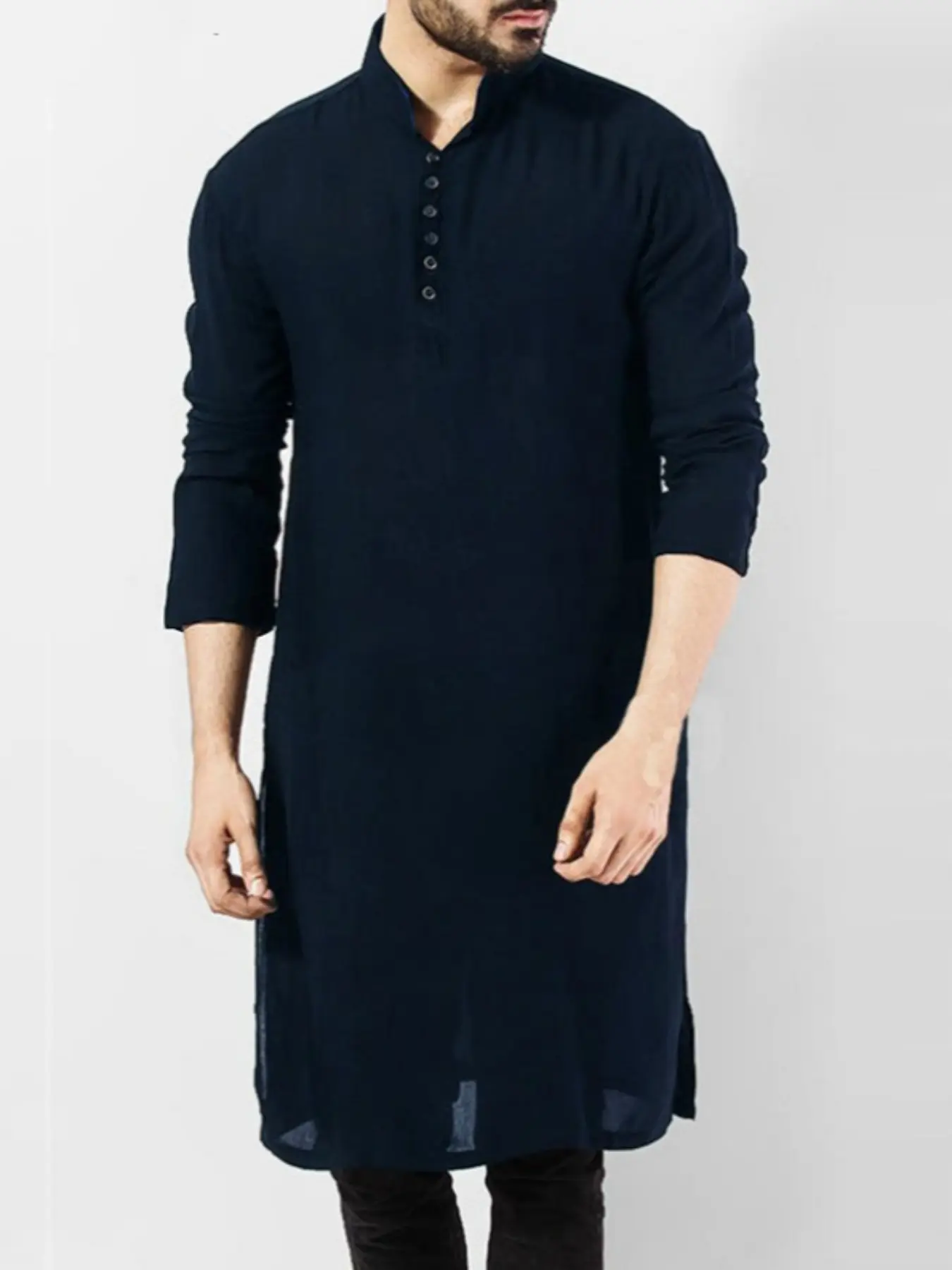 Muslim Long Robe Thobe Arabic Style Fashion Simple Long Men's Shirt, Traditional Islamic Clothing for Daily Wear & Special Occasions