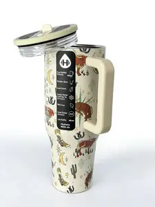 HydroJug 40oz Traveler Straw Cup with Western Lucky cowboy themed prints. Integrated with classic western cowboy elements.  100% Leakproof Insulated Tumbler | Keeps Ice 24+ Hours | Cup Holder Friendly Base Lightweight Stylish Mug Water Bottles