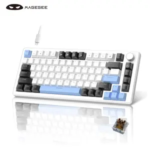 MageGee 75% Mechanical Gaming Keyboard, Wired Compact Backlit Gaming Keyboard with Knob Control, Portable PC Gaming Keyboard