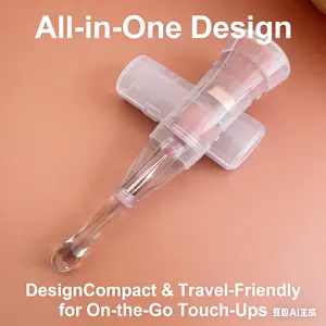 Travel Must-Have! ZOREYA 4-in-1 Portable  Brush | Replace Multiple Brushes, Save  Bag Space, Perfect for  Women On-the-Go brand makeup clusters lash spikes Color Correcting Sunscreen Primer Professional Set Transparent Rotating makeup brushes set sample