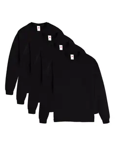 Hanes Essentials Men's Cotton Long Sleeve T-shirt Value 4-pack Underwear Multi Pack Comfortable Fit Soft Stretch Fabric Breathable O5286