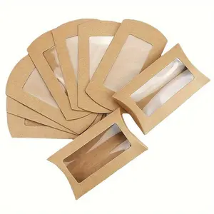20 candy packaging gift boxes in the shape of kraft paper pillowcases, used to display window snacks and french fry packaging boxes, suitable for wedding party baking and gift packaging supplies