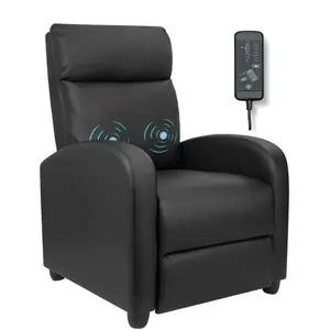 Massage Recliner PU Faux Leather Home Theater Recliner with Padded Seat Black