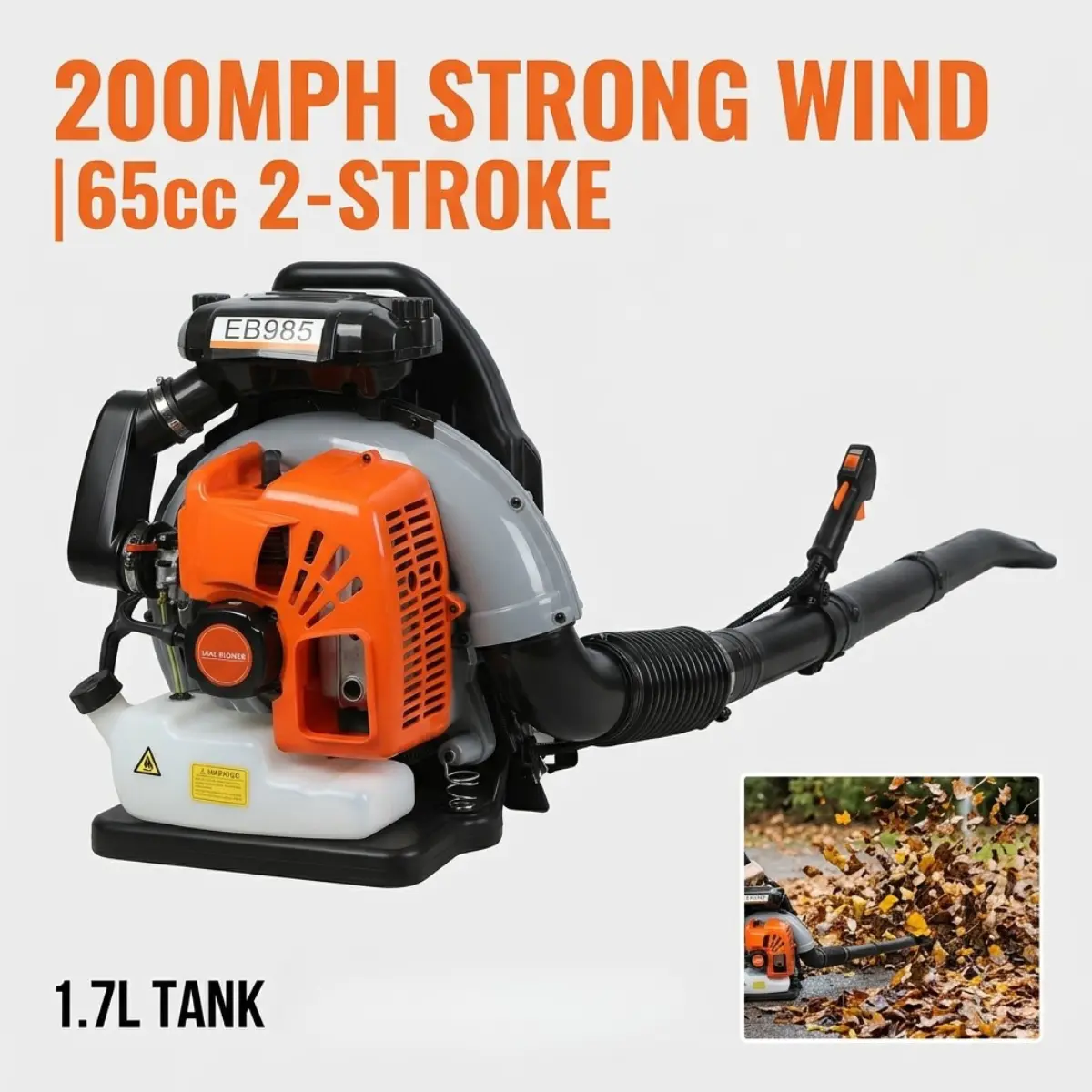 YUCOAP Gas Backpack Leaf Blower - 65cc 2-Stroke Grass Lawn Blower, 200MPH High Speed, 1.7L Large Fuel Tank Lawn Care & Landscaping Equipment for Garden Debris Cleaning
