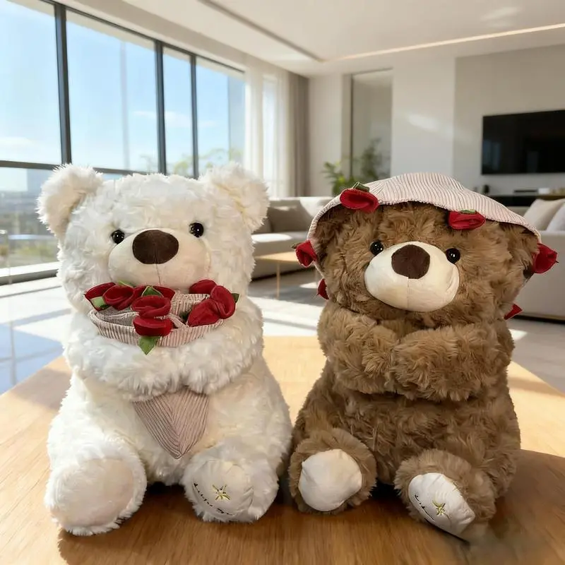 Gifts for women Cuddly Rose Bear Plush Toy, Soft Furry Teddy, Rose Bouquet Alternative for Valentine's Day & Anniversary (Home, Festive & Party Supplies) needoh  squishy