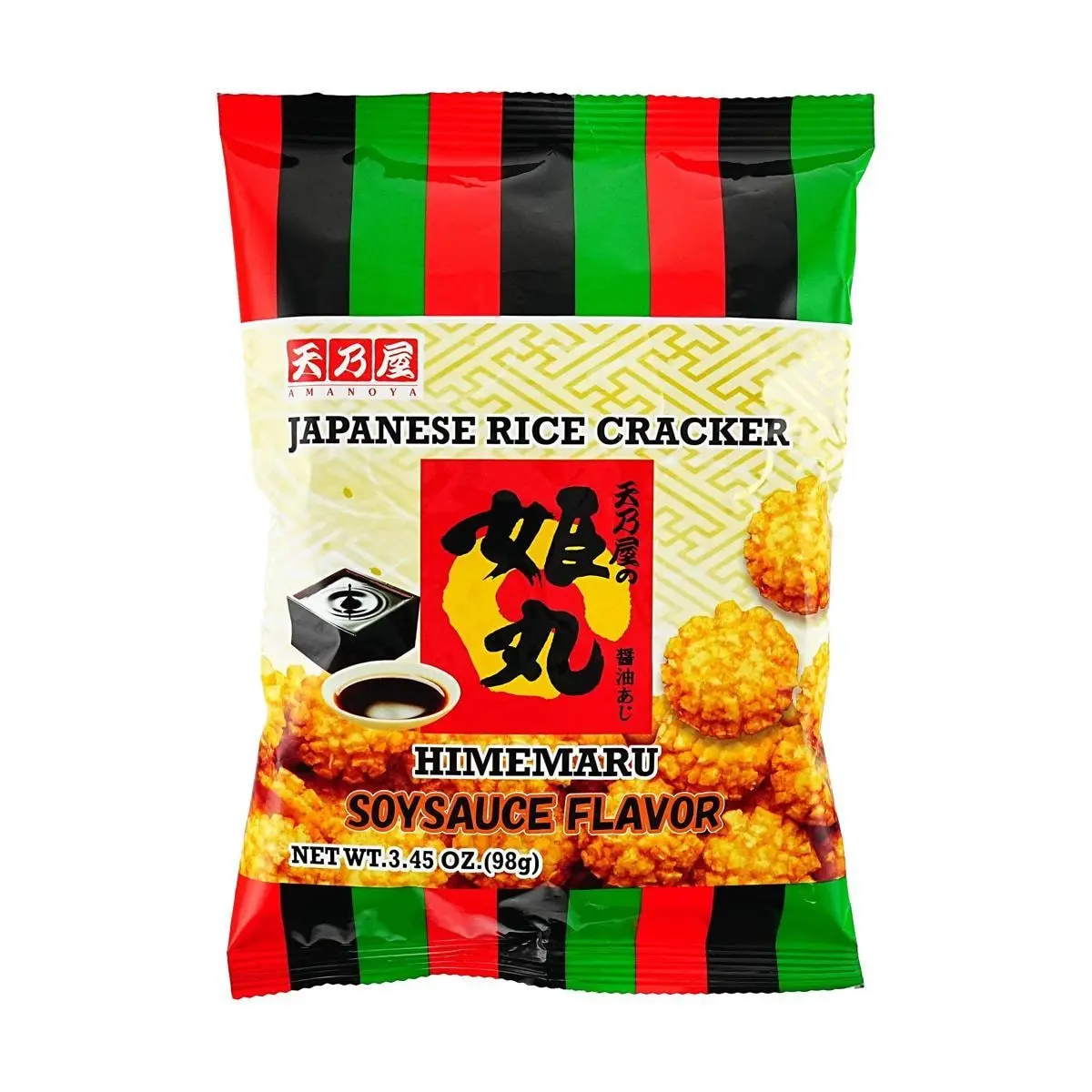 AMANOYA Japanese Rice Crackers Soy Sauce Flavor 3.5oz - Crunchy Snack for All Occasions