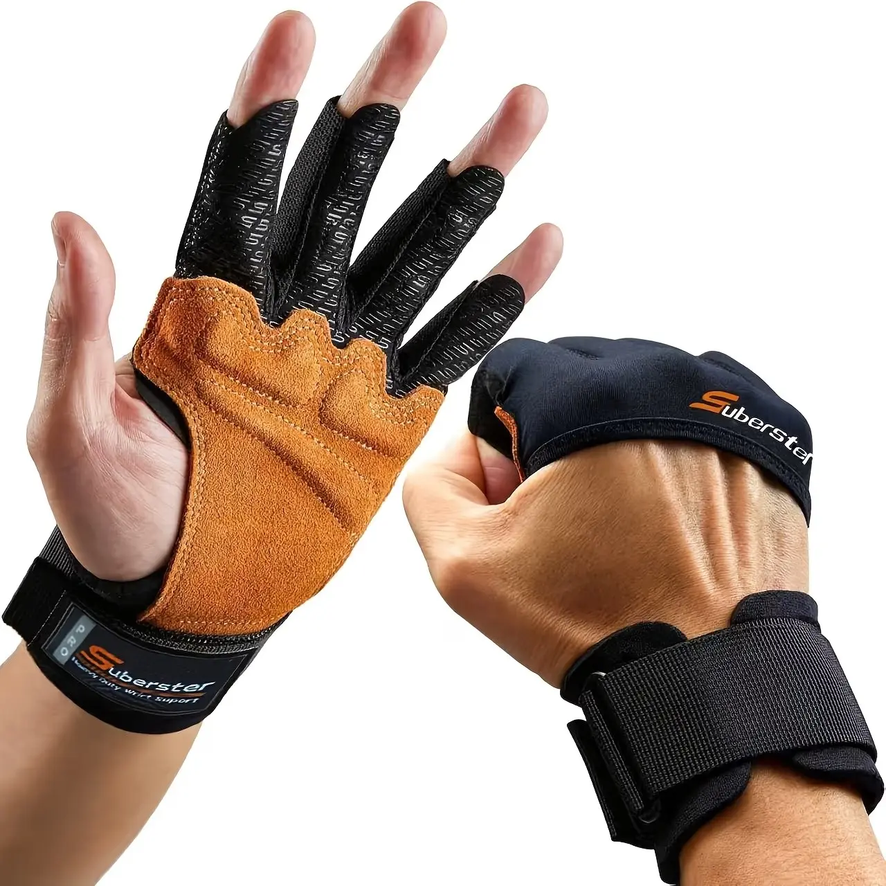 Leather Lifting Straps & Half Finger Gym Gloves with Wrist Support, Perfect for Deadlifts, Pull Ups & Strength Training For Men & Women, Sports Training Straps, Gym Accessories, Fitness Accessories, Workout Accessories