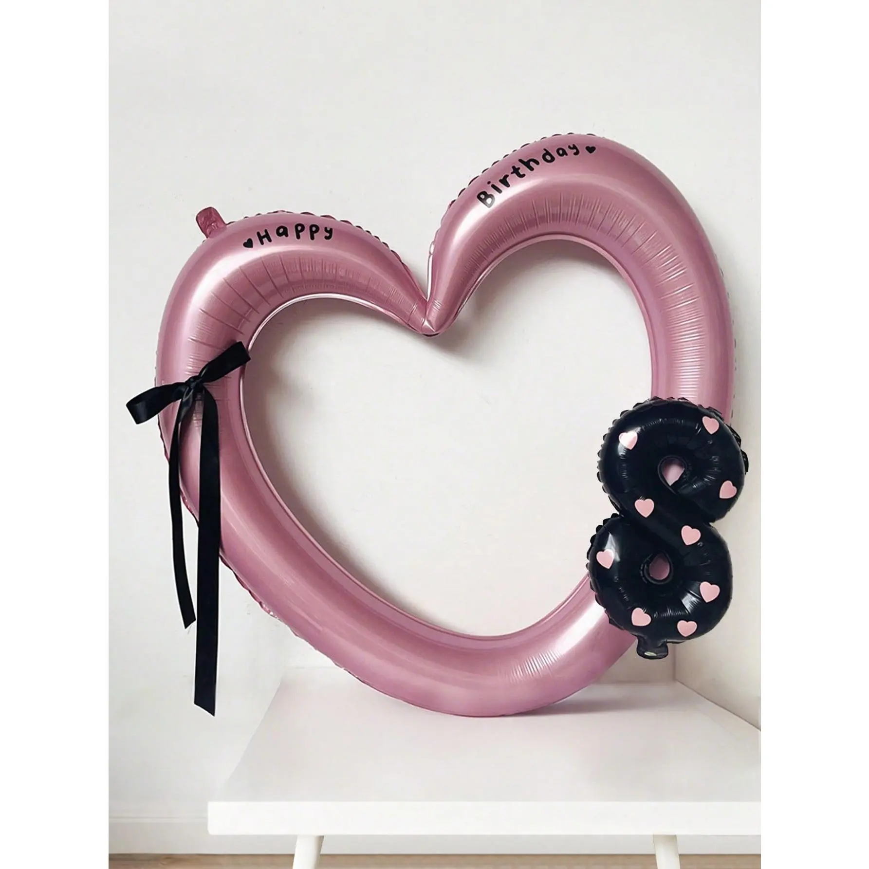 Pink Birthday Photo Frame Balloon Set 20pcs for Photography Props Engagement Proposal Anniversary Single Party Decoration