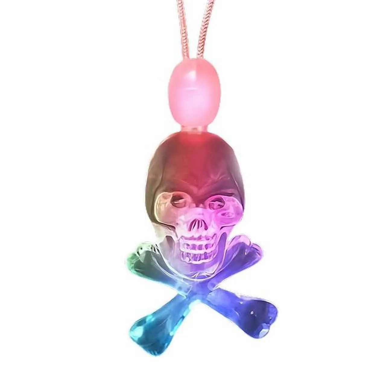 212 MAIN LED Acrylic Pirate Skull & Crossbones Charm Necklace - 27in Length, 1" x 1.5" Charm, Halloween, International Talk Like a Pirate Day Festive Party Bag Filler Gift Accessory, Led Acrylic Necklace, 1" X 1.5" Charm Size