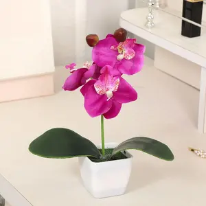 Artificial Orchid Potted Plant, 1 Count Faux Orchid Plant in Pot, Decorative Flower for Home Office Desktop, Home Decor Supplies, Home Decor Plants, Tropical House Plant, Potted Indoor Plants