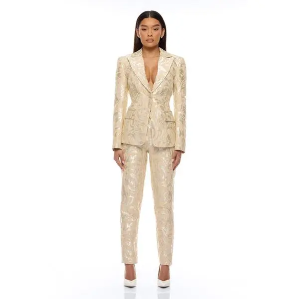Kimberly Blazer Jacquard Set - Nude/combo