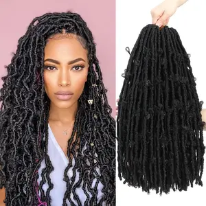 Alrence Super Light Butterfly Locs Crochet Hair 18 Inch 6 Packs Pre-Looped Soft Distressed Faux Locs Braids for Women Kids (18 Inch,1B#)