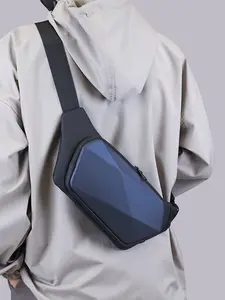 1pc Men's Chest Bag Solid Color Zipper Closure Adjustable Shoulder Strap Multiple Back Methods Casual Simple Suitable for Daily Commuting, Dining, Dating, Shopping Zipper Fanny Pack, Belt Bag, Casual Waist Bag