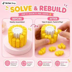 English: Creative Corn Shape Assembly Stress Relief Toy, Detachable Rebuildable Corn Kernel Interlocking Design, Logic Thinking Brain Teaser Handheld Fidget Item, Smooth Rounded Edge Easy Grip, Office Study Desk Relaxation Accessory, Portable Gift
