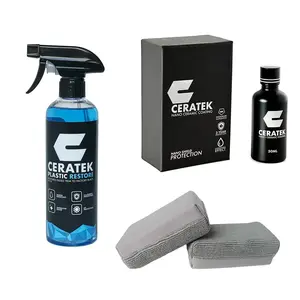 Ceratek Ultimate Shine & Protection Bundle - Ceramic Coating, Plastic Restore, Foam Applicator Pads for Vehicle Detailing