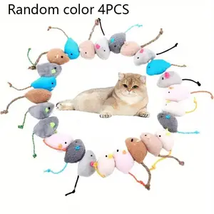 Interactive Mouse Cat Toys, Fluffy Soft Fabric Hunting Set with Moving Tail and Expressive Eyes, Indoor Outdoor Play for Kittens and Adults