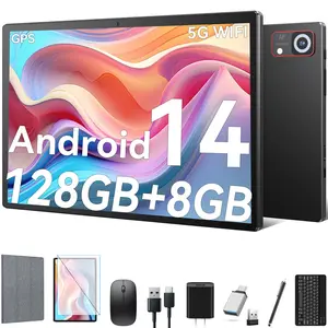 Android 14 Tablet 8GB RAM 128GB ROM, 10.1in 5G Wifi Tablet with Keyboard Case, 8 Core, 1TB Expand, 13MP+5MP, GPS Black Friday Deal/ Christmas gift/ tablet on sale 2025 Tablet deal
