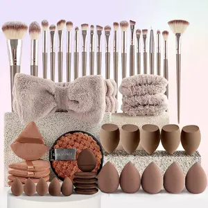 49pcs Makeup Brushes Kit, Multi-functional Makeup Tool Set with Makeup Brush Foundation Brush Make up Brushes Set (Champagne)