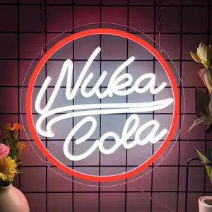 Nuka-Cola Neon Signs Fallout Neon Sign for Wall Decor, Home Decor Lighting, Neon Accent Lights, Dimmable Gamer Neon Sign, Usb Powered Gaming LED Neon Light for Gamer Room Bedroom Man Cave Birthday Gifts for Boys Kids, Led Ambient Lighting