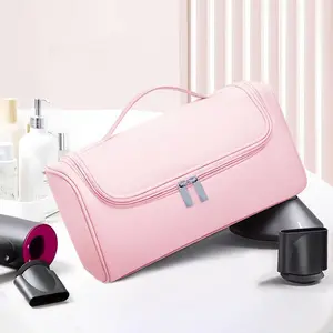 Blow Dryer Storage Bag, Multi-Functional Curling Iron Straightener Travel Case, Portable PU Leather Makeup Bag, Essential Hair Tool Organizer