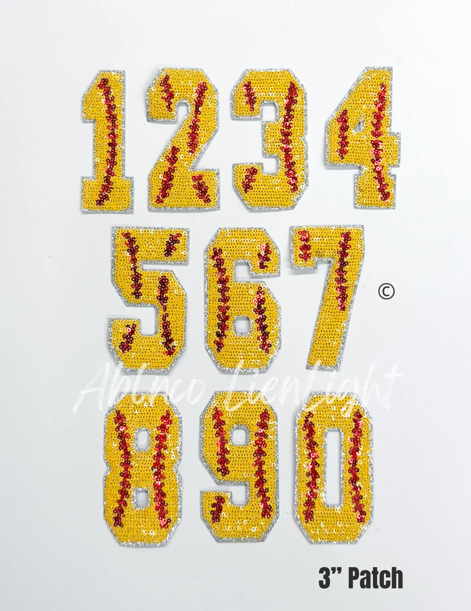 Softball Numbers Sequin Patch - Small