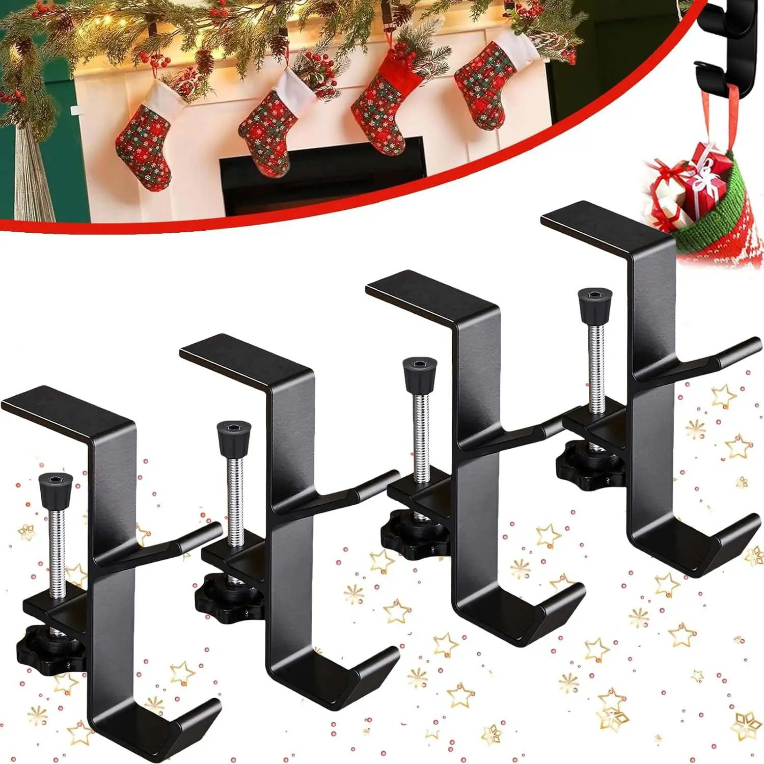 Adjustable Desk Edge Hooks Set of 4, Storage Solution, Portable Headphone Holder, Christmas Decorations Hanger, Backpack Hook, Space Saving Organizer, Bags Hooks, Handy Hook