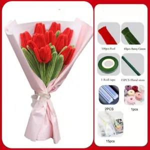 194-Piece Tulip Twist Rod Pipe Cleaner Kit, 8mm Encrypted Twist Rod Bouquet Material Pack, DIY Wedding Bouquets, Party Decorations, Graduation Gifts
