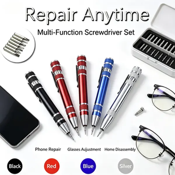 FAOGO 8 in 1 Multifunctional Pocket Pen Screwdriver, Portable Precision Repair Tool Kit for Electronics, Eyeglasses, Watch & Small Device Fixing