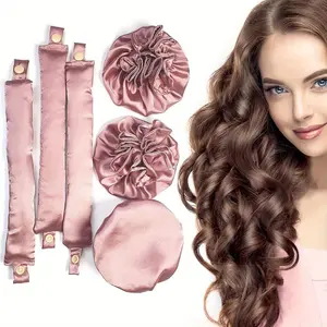 [Popular] Satin Heatless Hair Curler Set, 3 Sets (6pcs) - Pillow Soft Rollers with Hair Caps, No Heat Curling Rod Headband for All Hair Types, Fragrance-Free, Ideal for Wavy Textured Hair