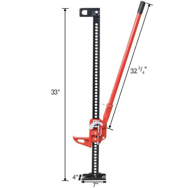 33" High Lift Farm Jack with 7000 LBS Heavy-Duty Capacity, Ratcheting Off Road Utility Jack, Adjustable Lifting Height Range 4.92-25.98", Sturdy Automotive Tool Ideal for Tractor, Truck, SUV Repair and Bumper Lift Operations, Ratchet, Steel