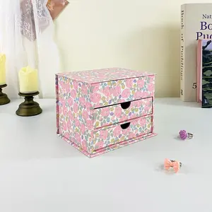 Double Drawer Jewelry Box with Lid, Multi-Layer Earring Necklace Hair Accessory Organizer, Desktop Makeup Desk Storage Box, Gift Packaging