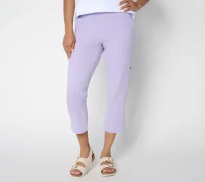 Denim & Co. Petite EasyWear French Terry Cargo Crop Pants