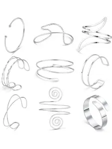 9Pcs Gold Arm Cuff Jewelry for Women Upper Arm Cuff Bracelets Bangle Armlet Adjustable Armband Cuff Bracelet Set Jewelry Twisted Bracelet