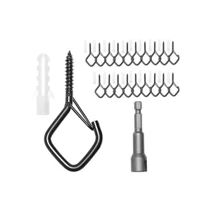 VEVOR 20 PCS Q-Hanger Hooks, 2.17 in Q Hanger String Light Hooks Outdoor, Heavy Duty Outdoor Screw Hooks with Security Buckle, for Hanging Outdoor String Lights, Christmas Lights, Cups, Decors (Black)VEVOR Super Brand Day