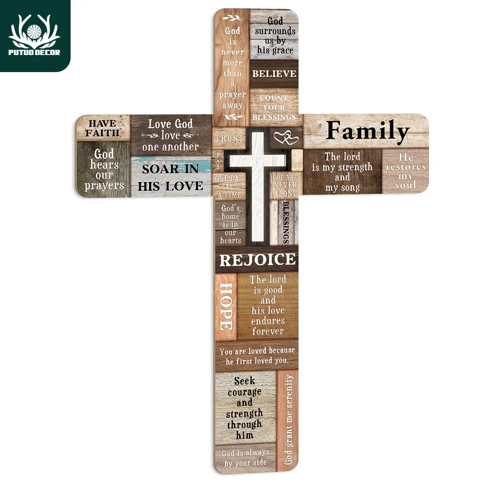 Wooden Wall Cross, 1 Count Wall Mounted Cross, Wooden Cross Decorations, Crosses Wall Decor, Wall Art Decor for Home Church Farmhouse, Religious Home Decor, Home Decor, Room Decor, Bedroom Decor
