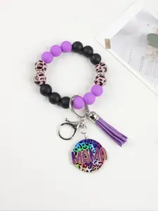 Colorful Leopard Print Mama Beaded Keychain, Stylish Keychain, Multi-Color Leopard Beads with Mama Tag Decoration, Practical and Versatile Gift for Mom
