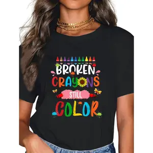 100% Cotton Broken Crayons Still Color Mental Health Awareness T-Shirt