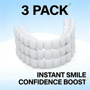 【VALUE 3 PACK】 Instant Whitening Teeth Cover Hide Wide Tooth Gaps Cosmetic Moldable Smile Veneers Reusable Washable Oral Care Accessory  Men Women Daily Kit