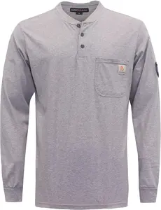 Shirts Flame Resistant Shirt 5.5oz 100% Cotton Light Weight CAT2 Fire Retardant Henley Shirts